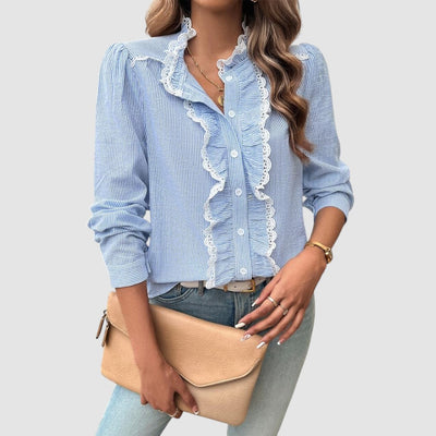 MELODIA™ | Camicia Elegante a Righe con Volant