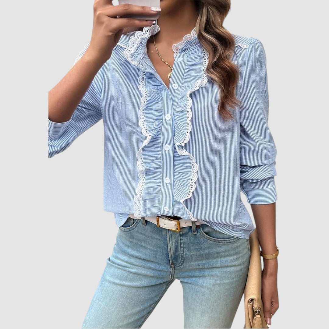 MELODIA™ | Camicia Elegante a Righe con Volant