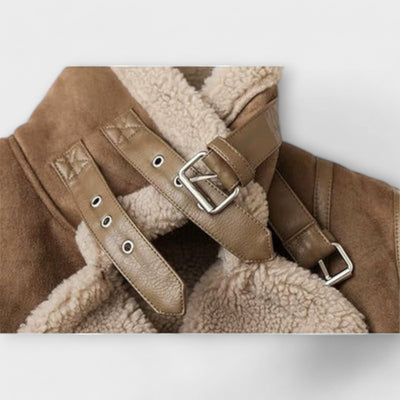 AURORA™ | Giacca Shearling in Suede con Colletto Morbido