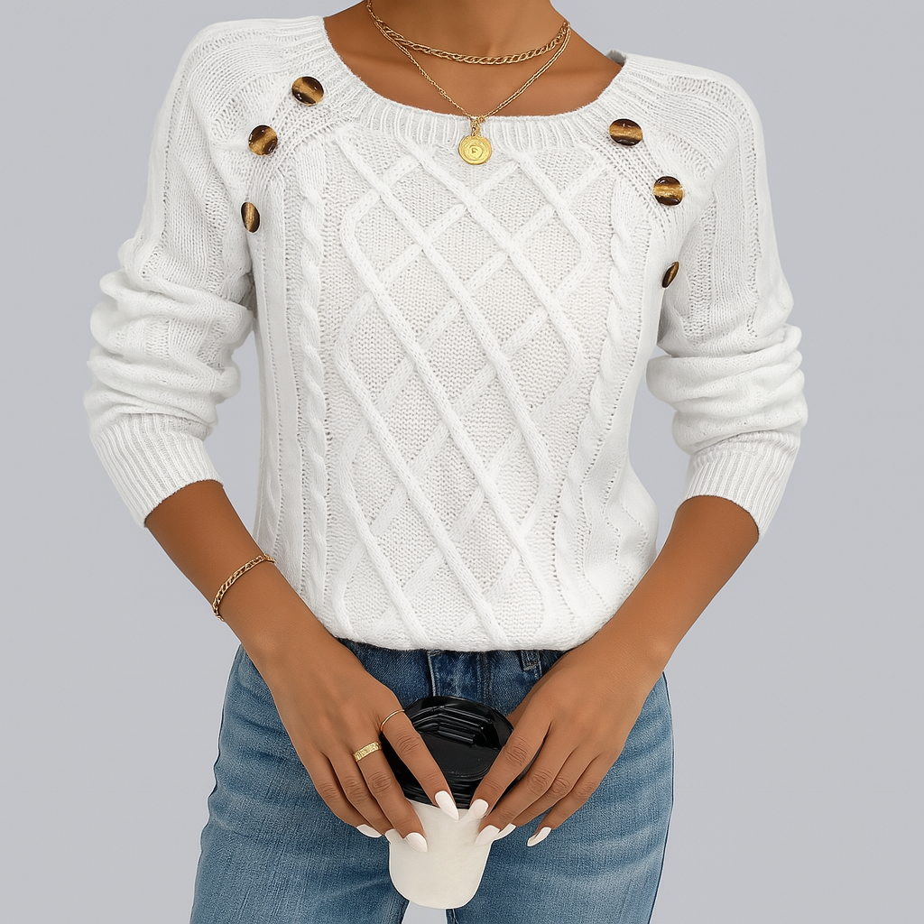 EMILIA™ | Maglione Classico con Dettagli a Bottoni