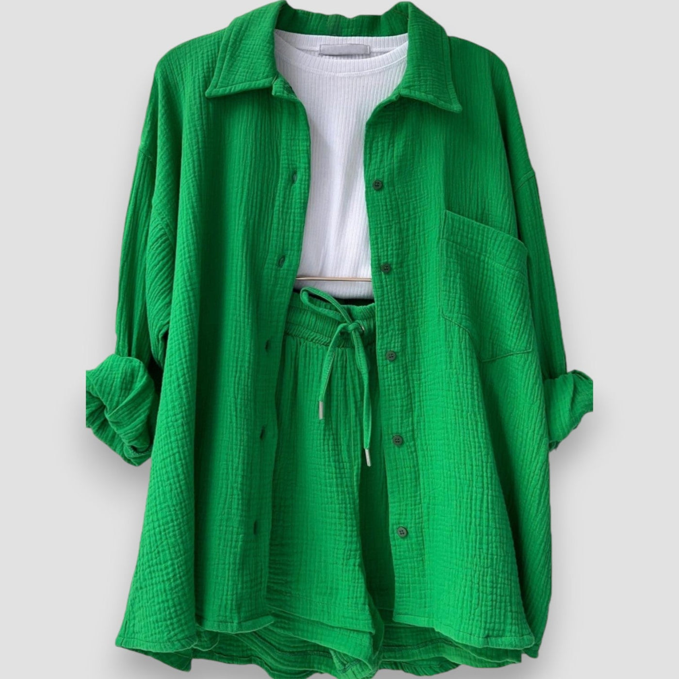 EMILIA™ | Completo Due Pezzi Camicia Oversize e Shorts