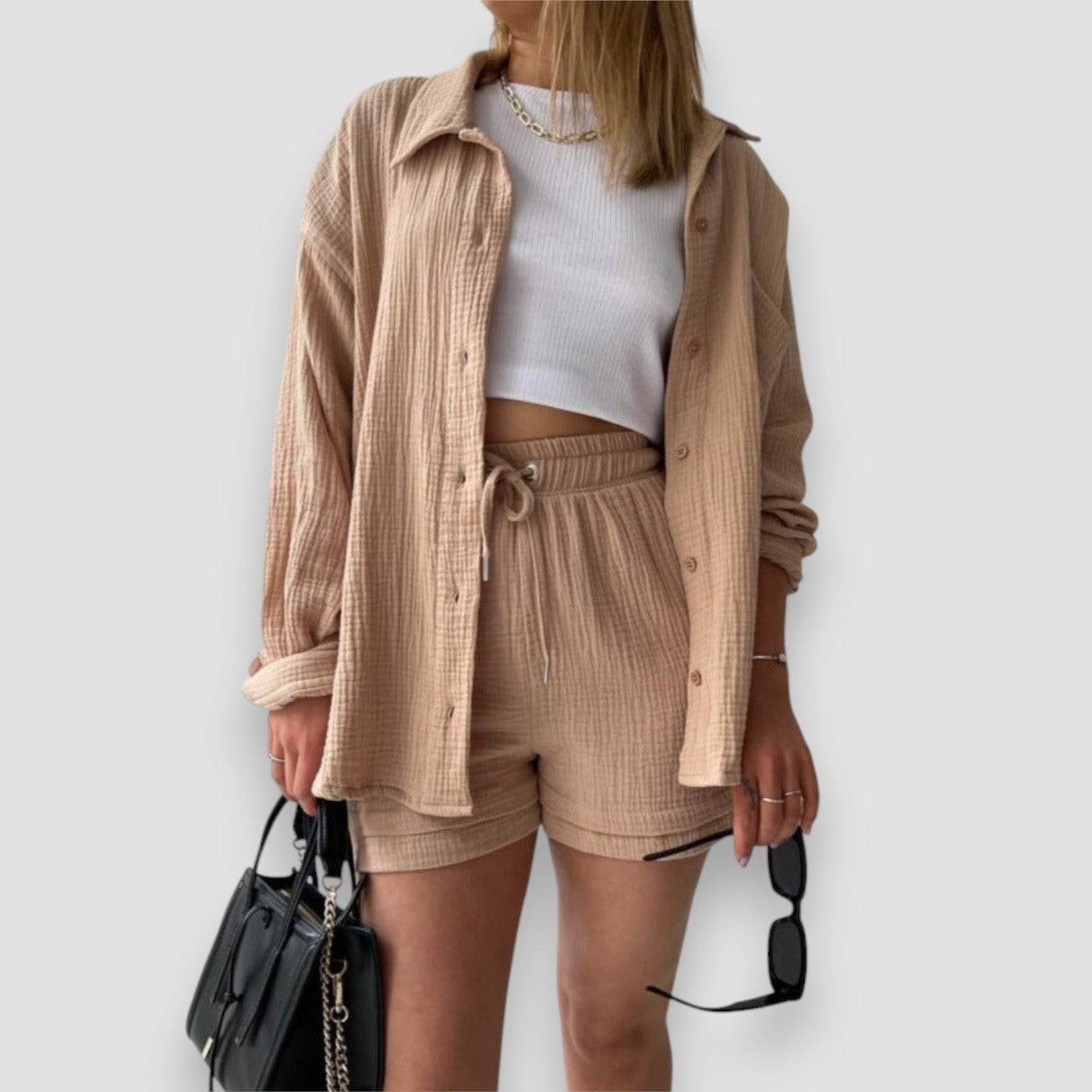 EMILIA™ | Completo Due Pezzi Camicia Oversize e Shorts