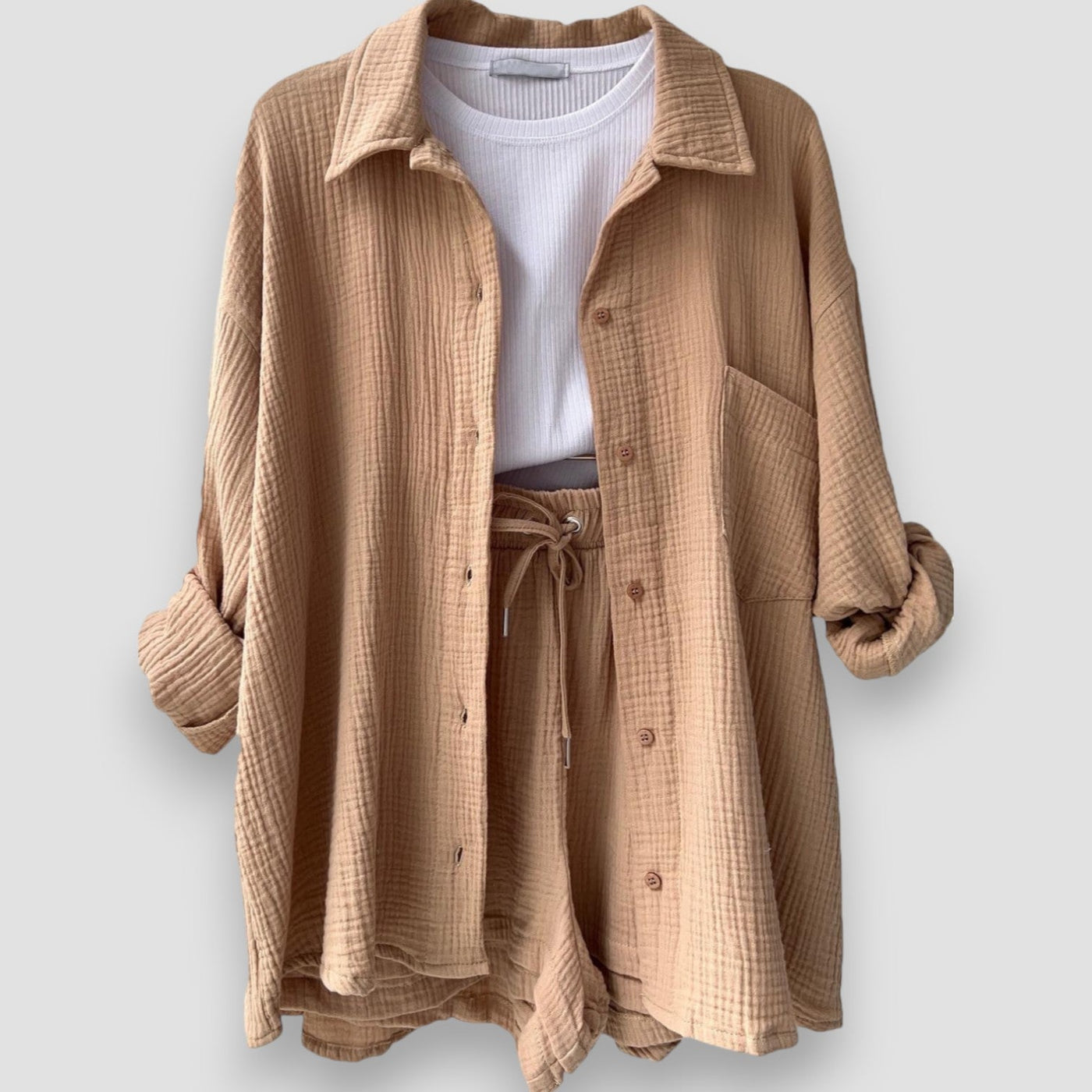 EMILIA™ | Completo Due Pezzi Camicia Oversize e Shorts