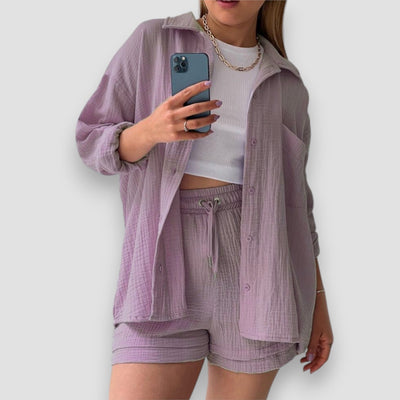 EMILIA™ | Completo Due Pezzi Camicia Oversize e Shorts