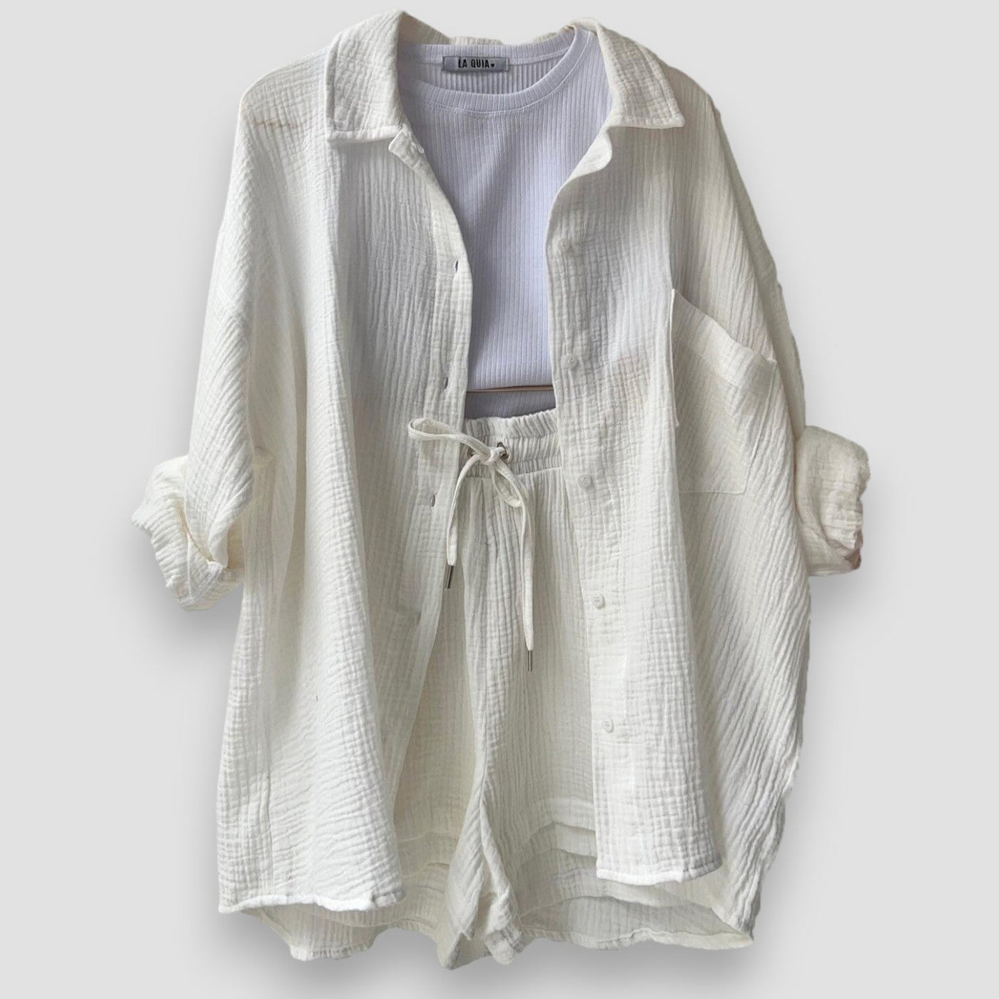 EMILIA™ | Completo Due Pezzi Camicia Oversize e Shorts