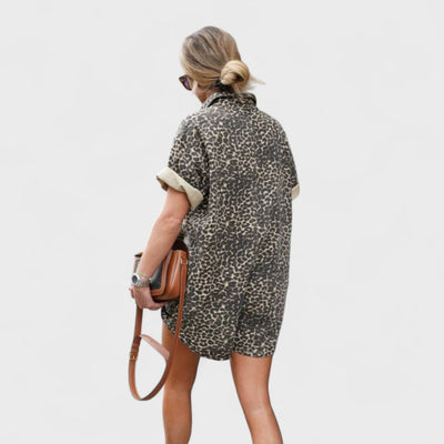 NONETTE™ | Abito Camicia Leopardato