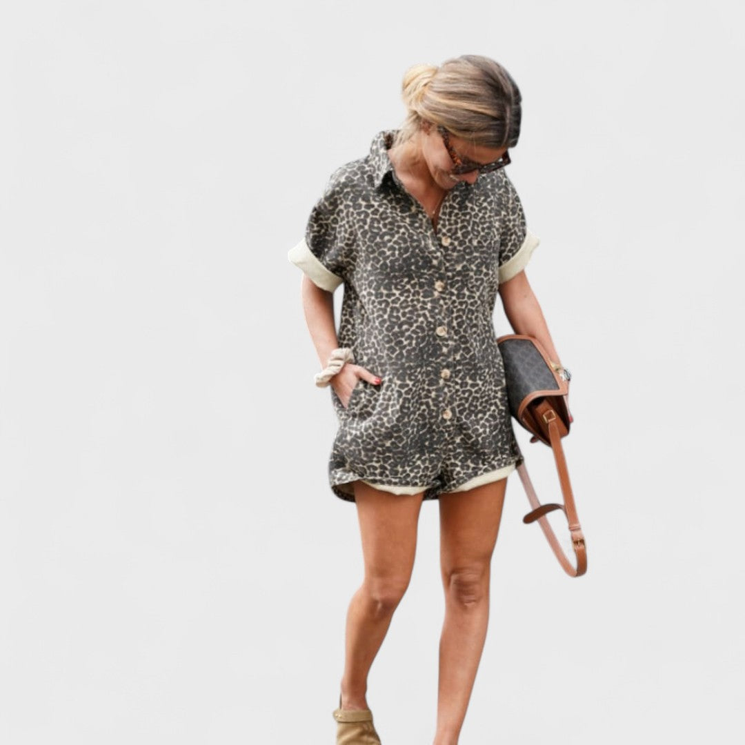 NONETTE™ | Abito Camicia Leopardato