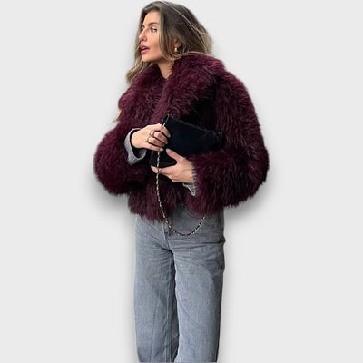 MILE™ | Cappotto in Pelliccia Ecologica Bordeaux