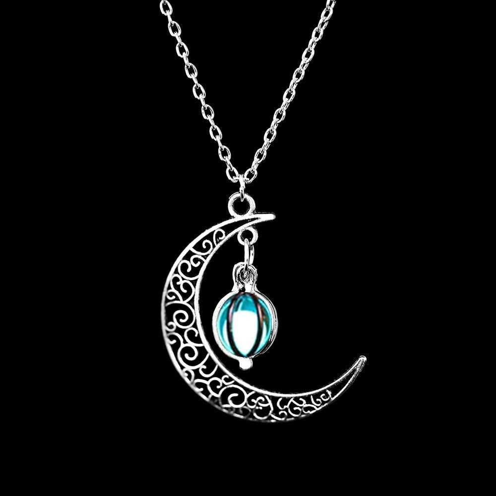 PENDENTE LUCE LUNARE™ | Collana con Pietra Luminosa a Mezzaluna
