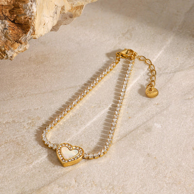 CAMERON™ | Bracciale con Charm a Cuore e Zirconia