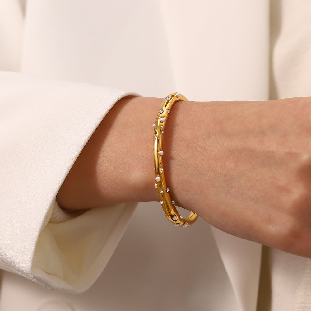 AGNIESZKA™ | Bracciale con Zirconia e Perle Sintetiche