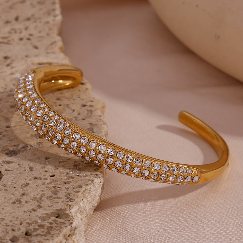 EMILIA™ | Bracciale Rigido con Zirconia Pavé
