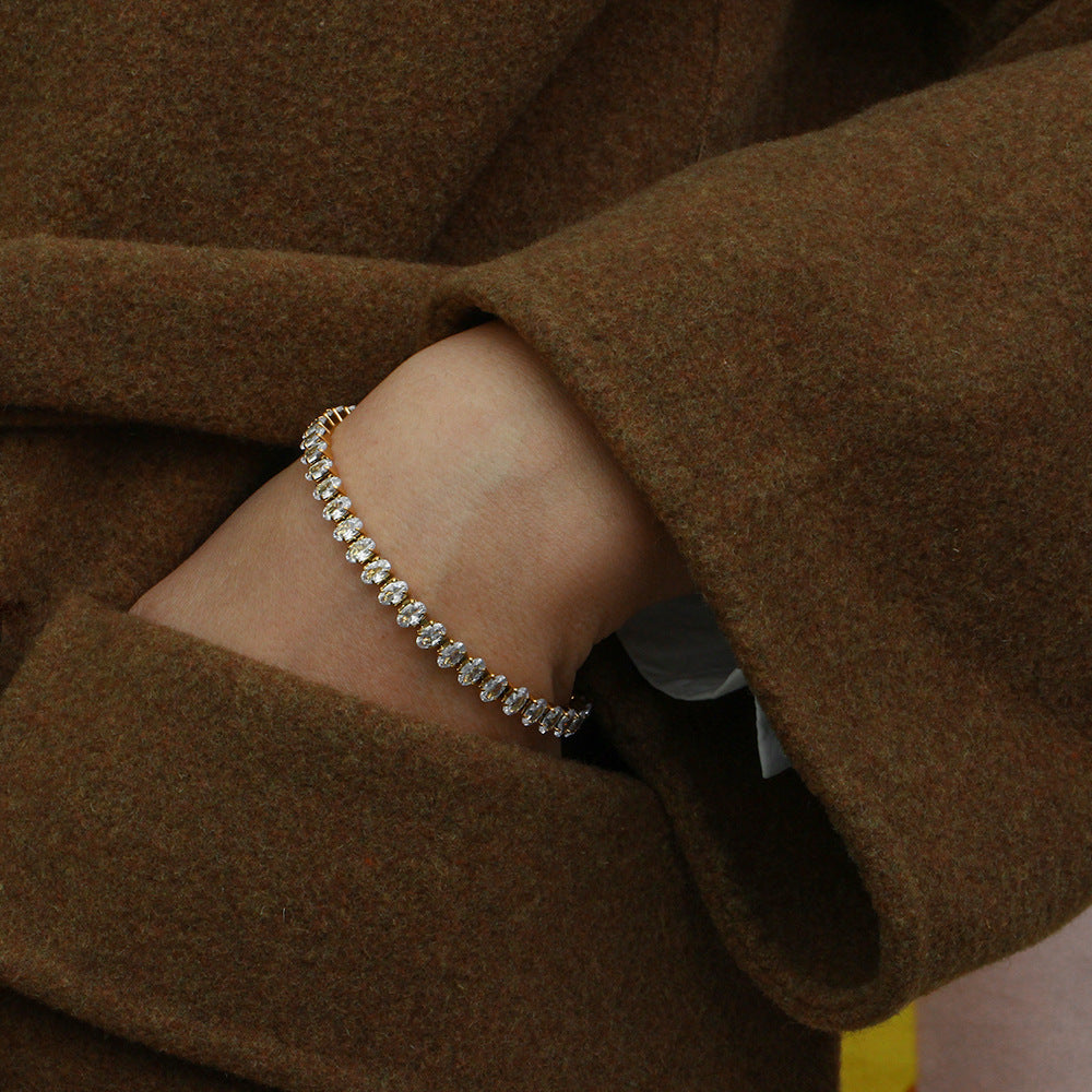 KLAUDIA™ | Bracciale Tennis con Zirconia Rotonda e Ovale