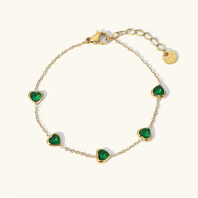 KRYSTYNA™ | Bracciale con Cuori in Zirconia Verde