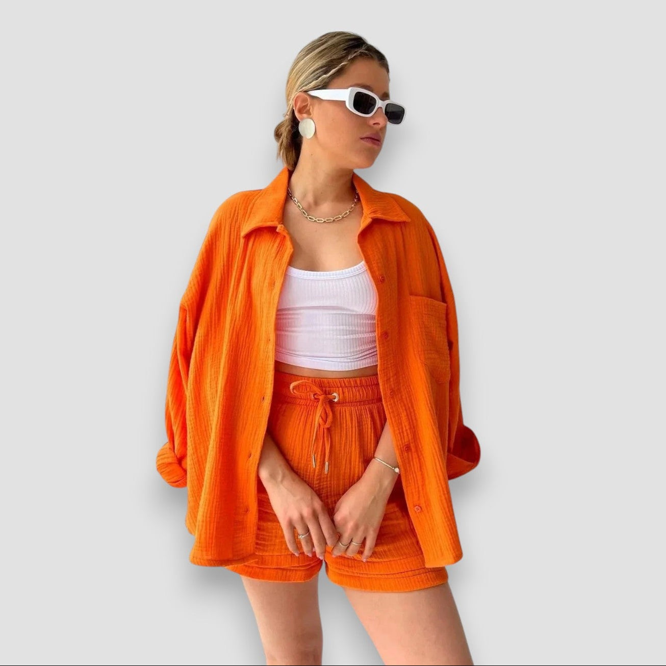 EMILIA™ | Completo Due Pezzi Camicia Oversize e Shorts