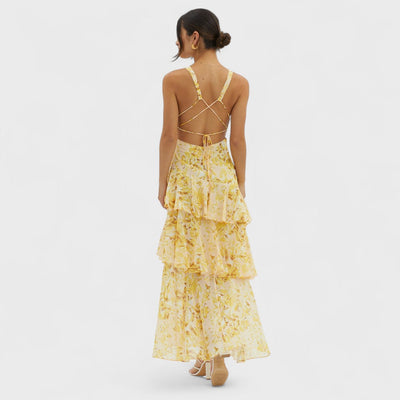 FAYE™ | Abito Midi Floreale con Volant