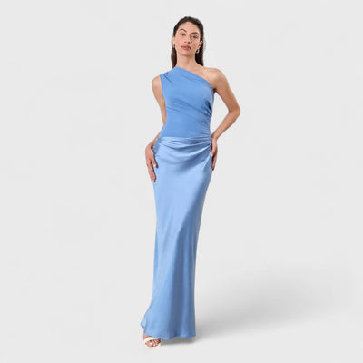 AMBER™ | Abito Lungo Monospalla in Raso