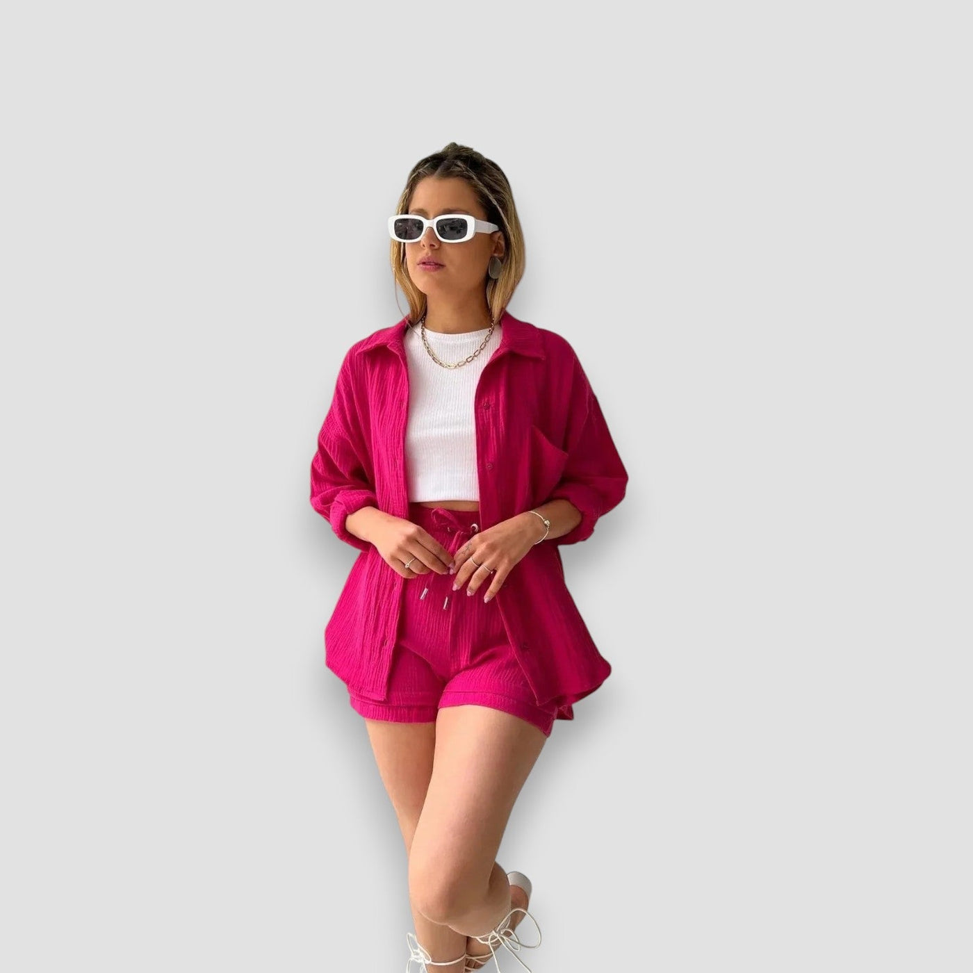 EMILIA™ | Completo Due Pezzi Camicia Oversize e Shorts