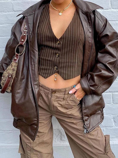 LILLI™ | Giacca in Pelle Sintetica con Colletto Alto