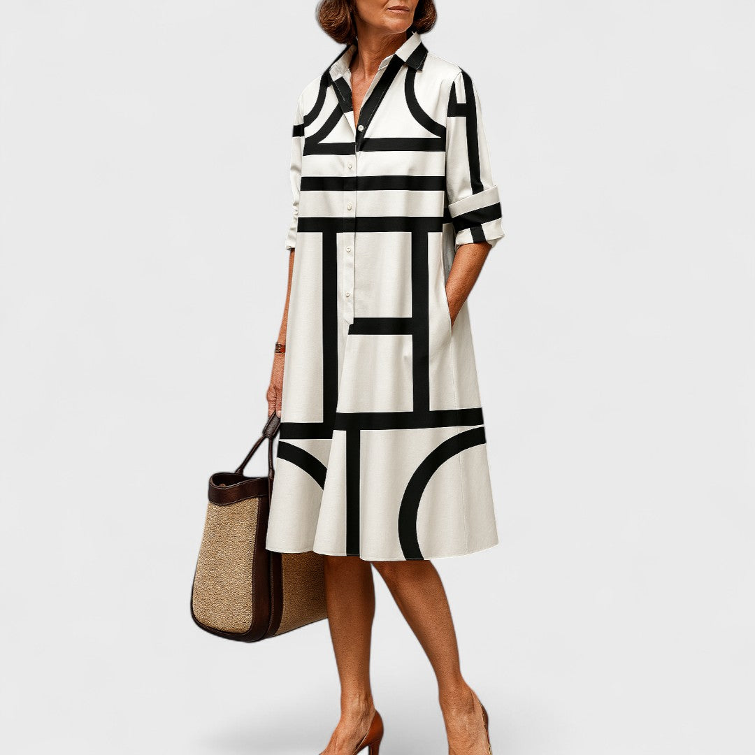 BRIGITTE™ | Abito Midi Geometrico Elegante