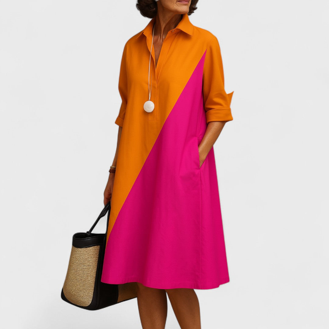 HELENE™ | Abito Midi Color Block