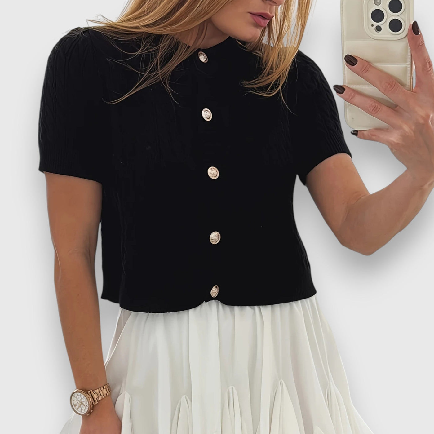 LIOVA™ | Cardigan Estivo con Bottoni Dorati