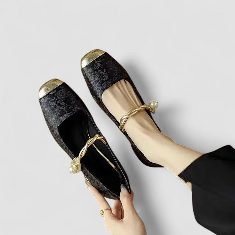 MESTELLE™ | Mary Jane in Pelle con Dettagli Perlati