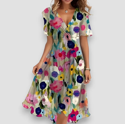 CRISTIANA™ | Abito Floreale Elegante con Scollo a V