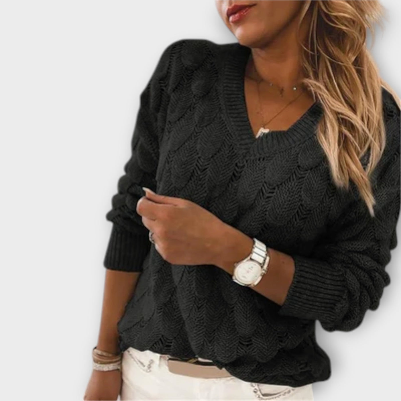 NOEMIER™ | Pullover con Scollo a V in Maglia Morbida