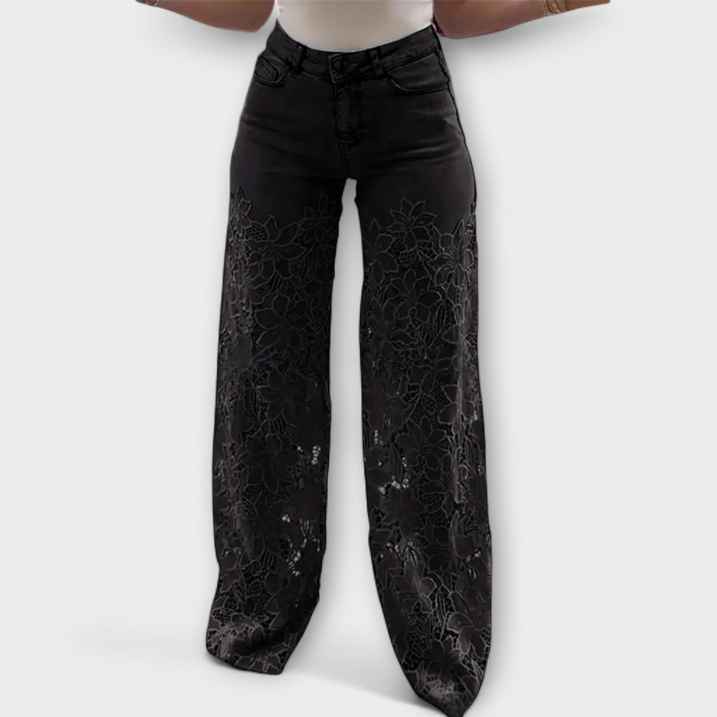 GUDA™ | Jeans con Dettagli in Pizzo